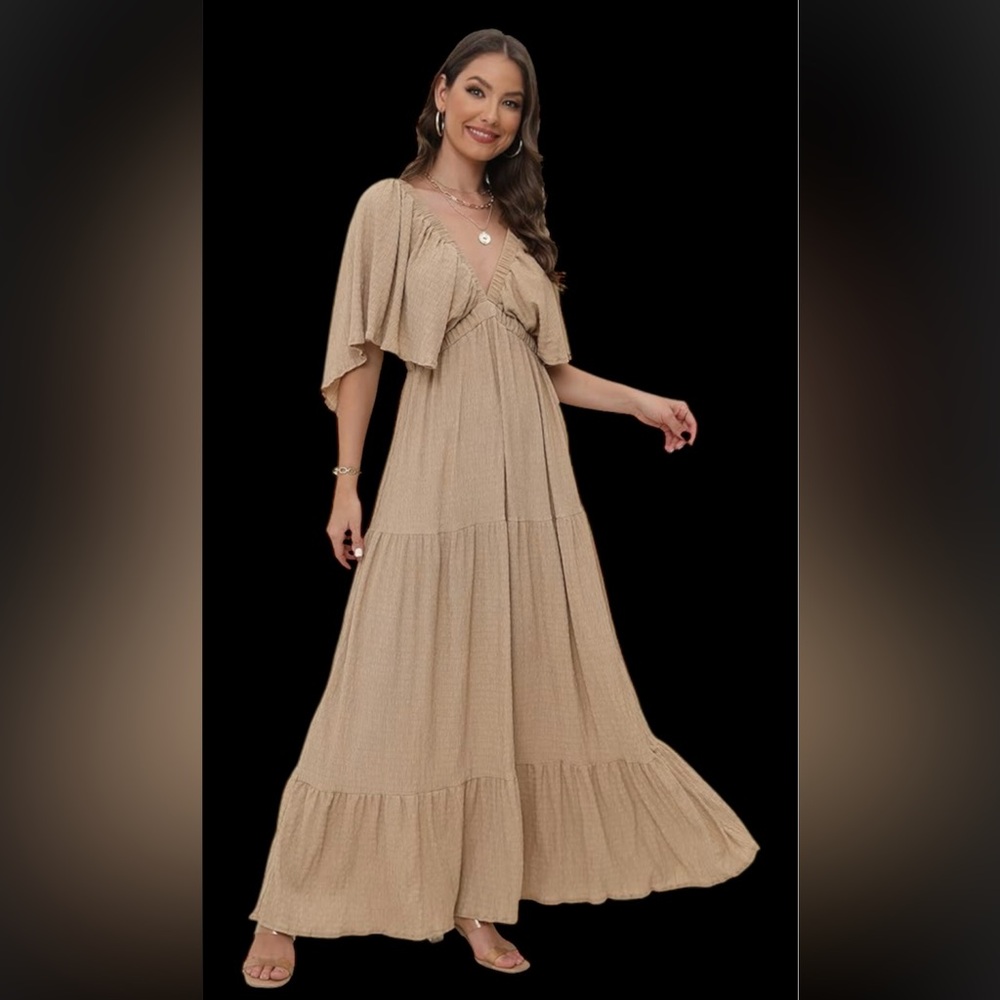 Elegant Tan Maxi Dress